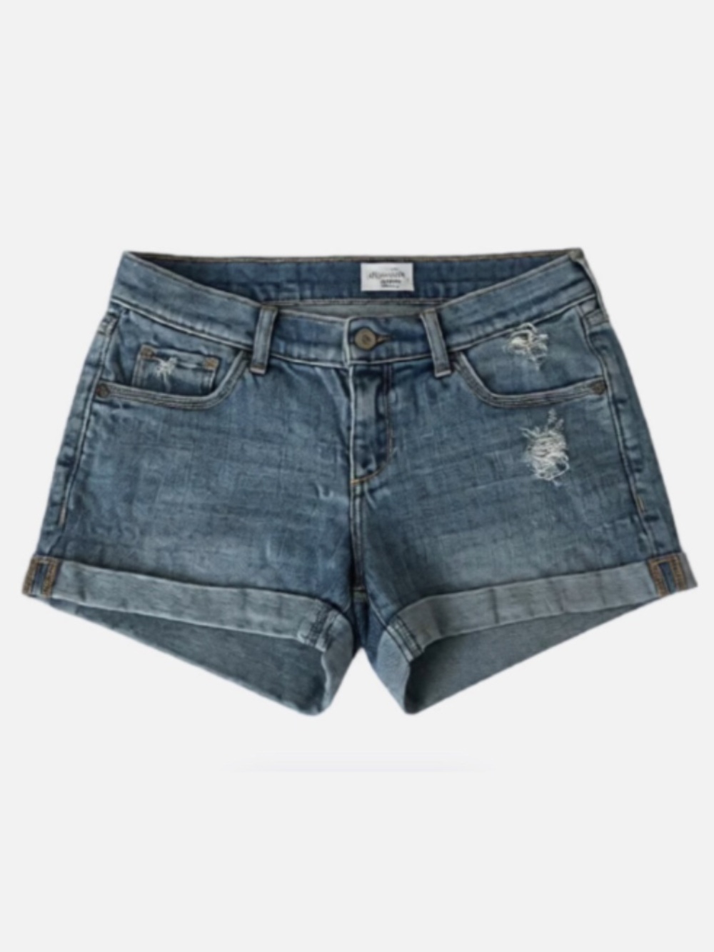 Abercrombie & Fitch Distressed Cuffed Denim Low Rise Shorts: Size 0